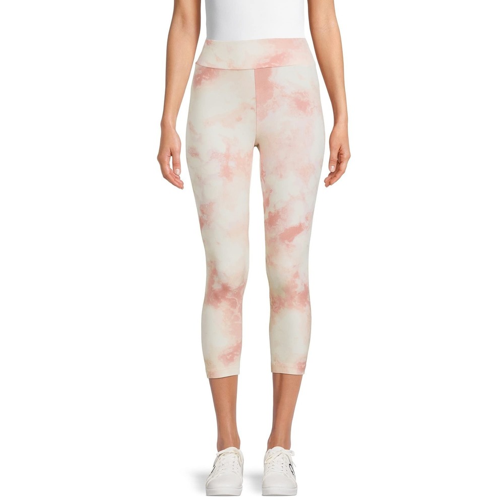 Time and Tru Capri Leggings Women Large Pink New Tie Dye Knit Slim Fit